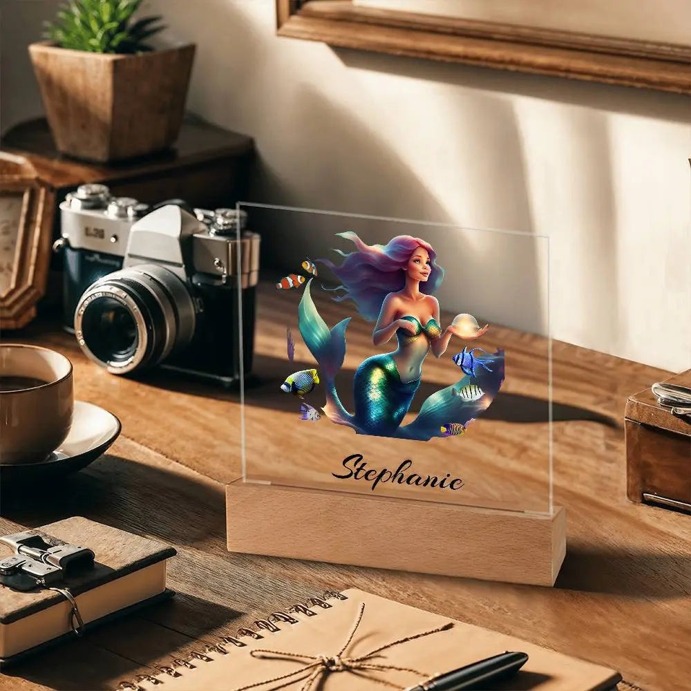 Personalized Mermaid Acrylic Square Plaque AnywherePOD