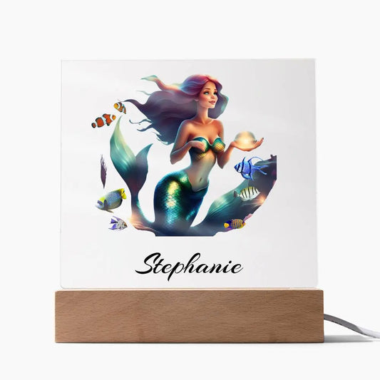 Personalized Mermaid Acrylic Square Plaque AnywherePOD
