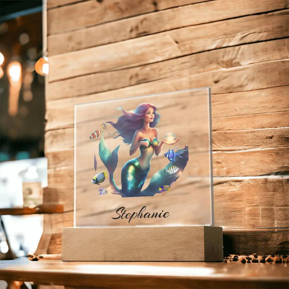 Personalized Mermaid Acrylic Square Plaque AnywherePOD