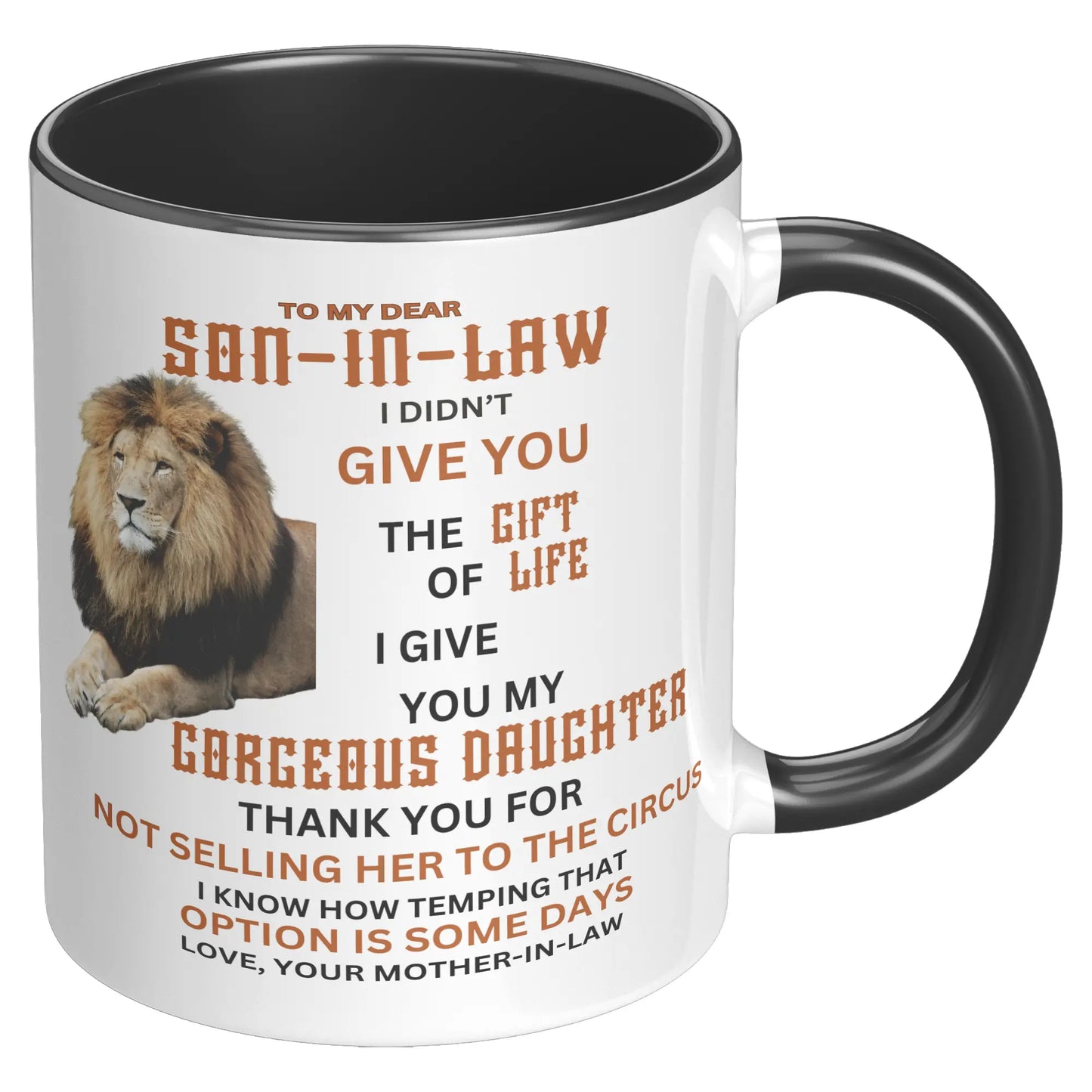 TO MY DEAR SON-IN-LAW 11oz Accent Mug AnywherePOD