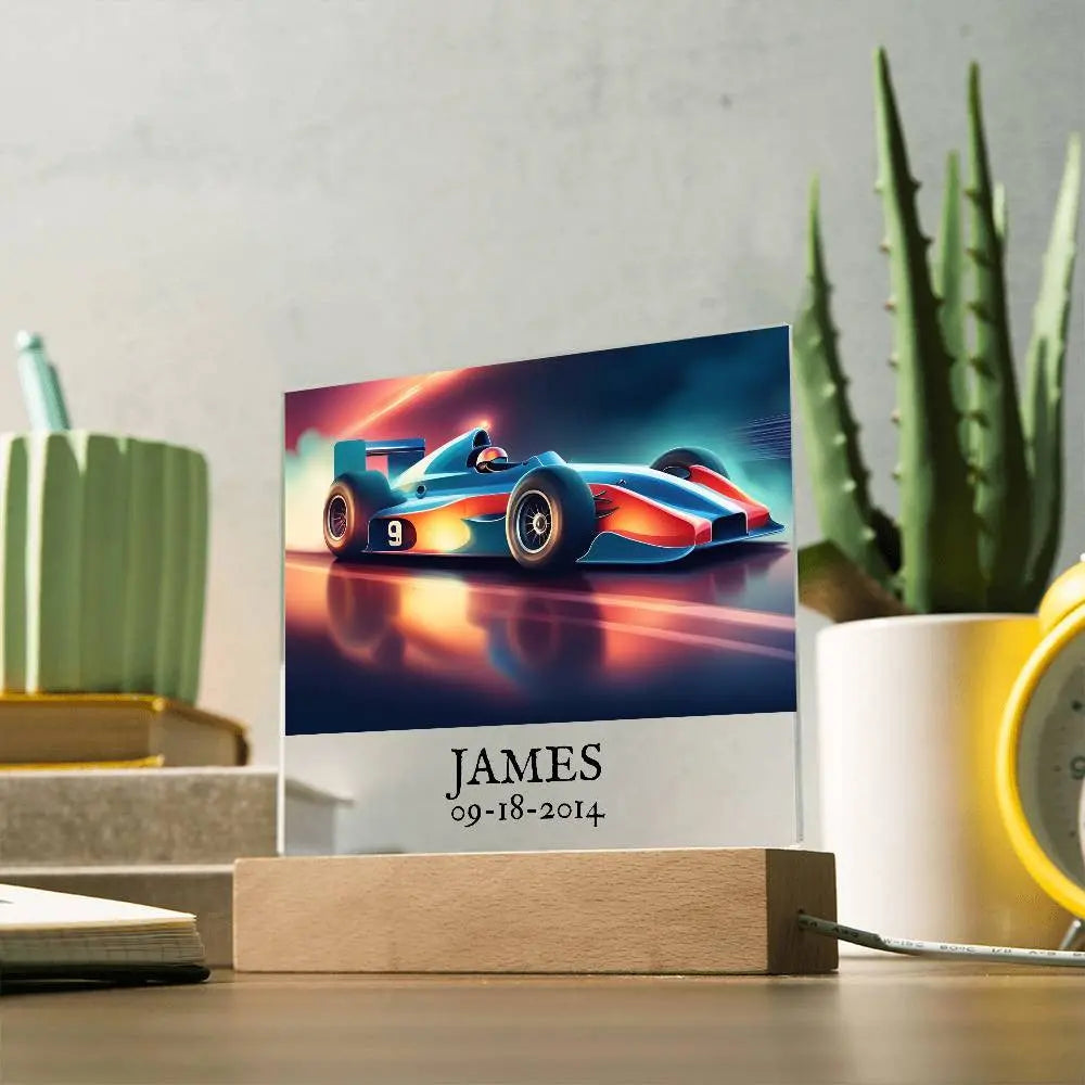 Race Car Acrylic Square Plaque AnywherePOD