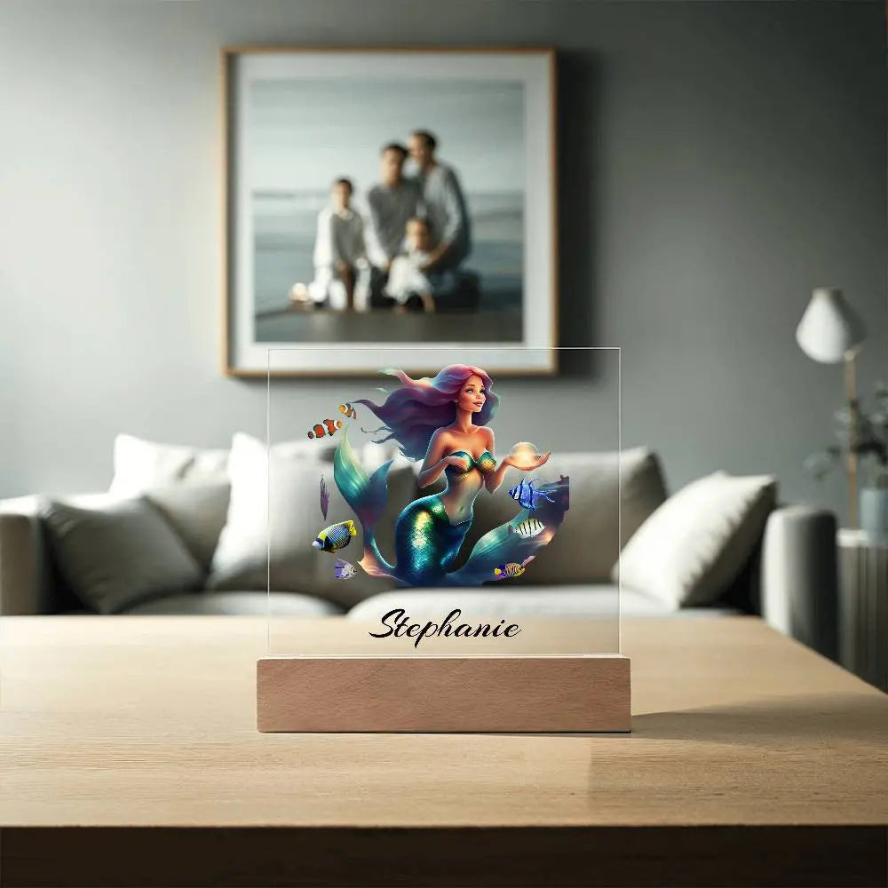Personalized Mermaid Acrylic Square Plaque AnywherePOD