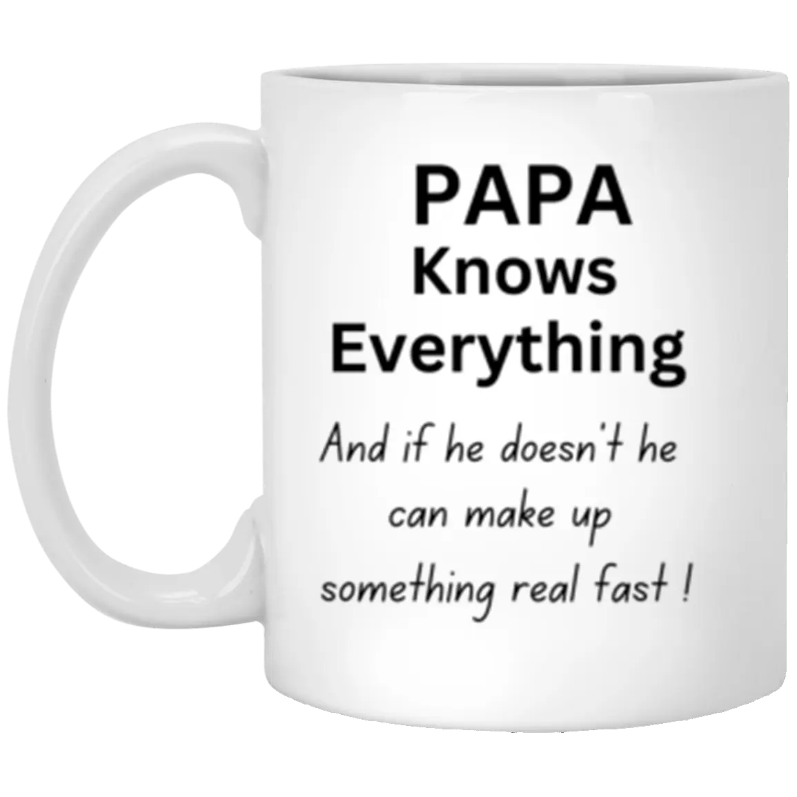 1-pc Papa Knows Everything 11oz White Mug - Heartfelt Dad Coffee Mug - Gift For Men - Doting Fathers Day, Birthday, Christmas Present From Daughter Or Son _ Ceramic Novelty Mug CustomCat
