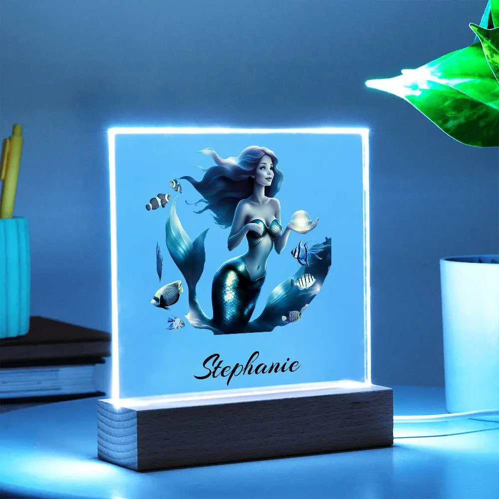 Personalized Mermaid Acrylic Square Plaque AnywherePOD
