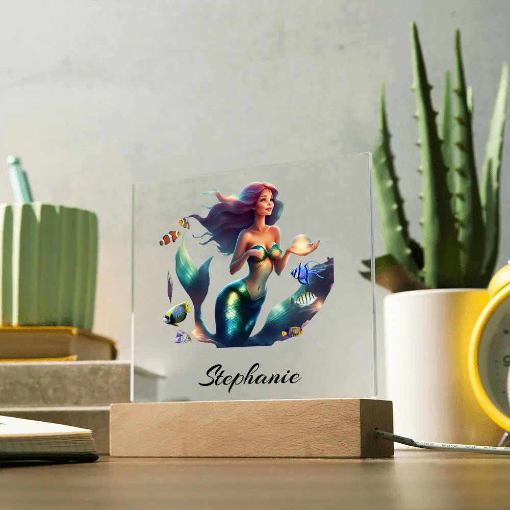 Personalized Mermaid Acrylic Square Plaque AnywherePOD