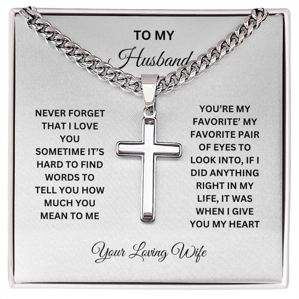 To My Husband Artisan Cross Necklace ShineOn Fulfillment
