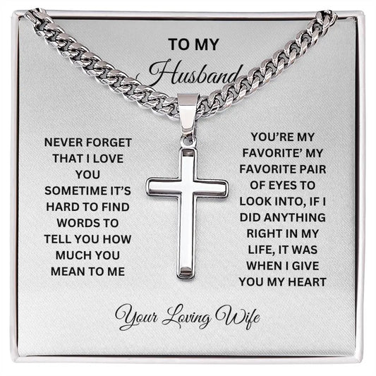 To My Husband Artisan Cross Necklace ShineOn Fulfillment