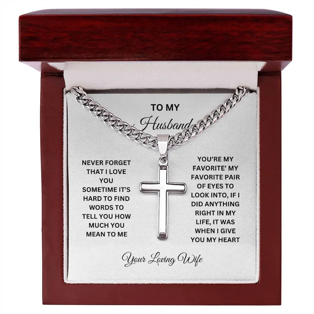 To My Husband Artisan Cross Necklace ShineOn Fulfillment