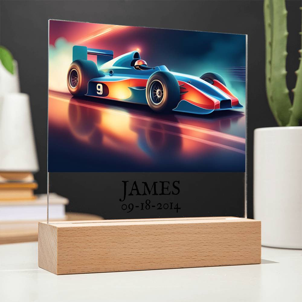 Race Car Acrylic Square Plaque