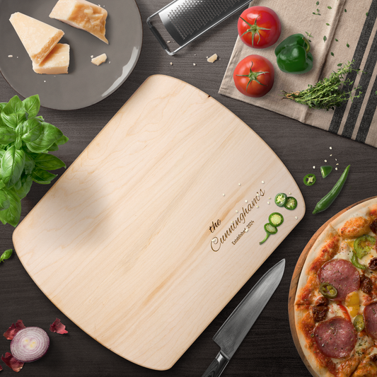 Personalized Family Name Hardwood Oval Cutting Board