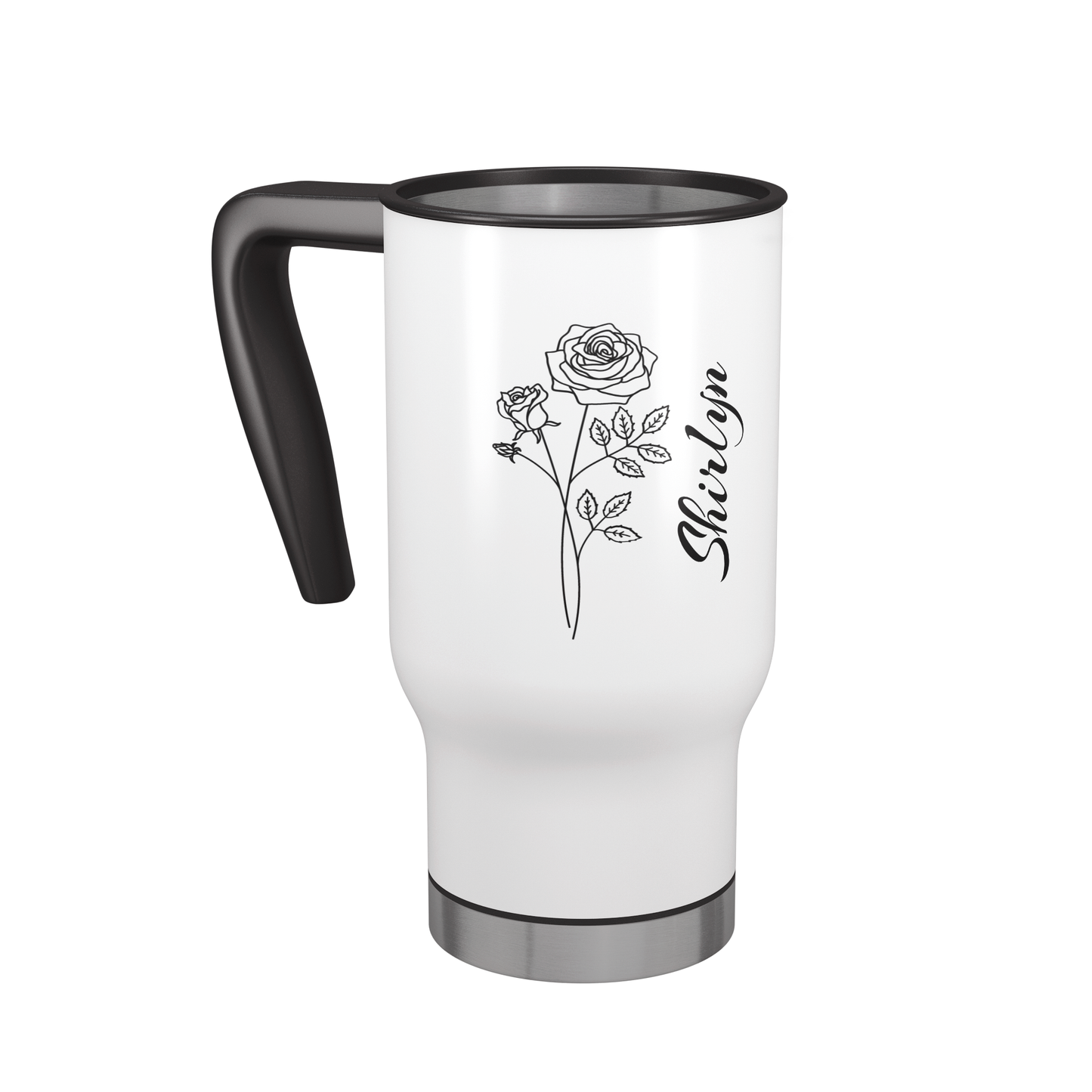 Personalized Birth Flower 14oz Travel Mug with Handle