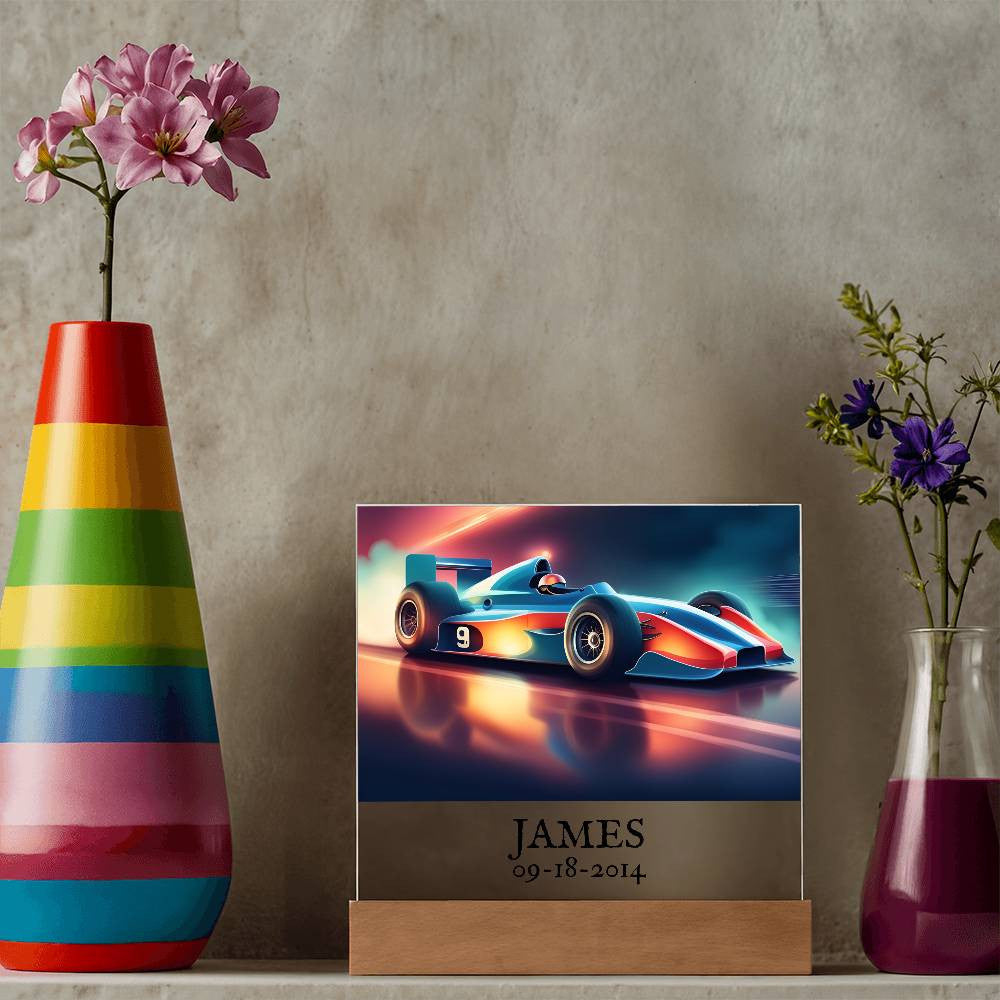 Race Car Acrylic Square Plaque