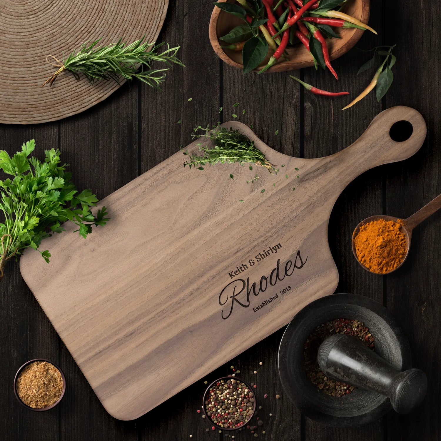 Personalized Hardwood Paddle Cutting Board AnywherePOD
