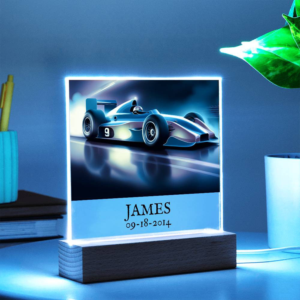 Race Car Acrylic Square Plaque