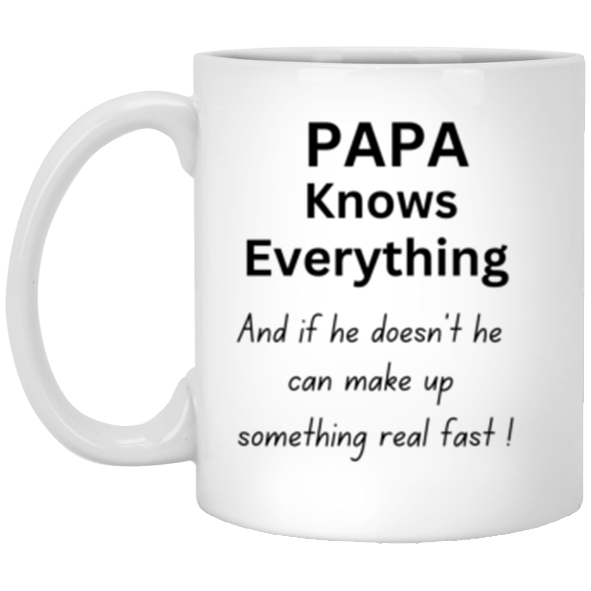 1-pc Papa Knows Everything 11oz White Mug - Heartfelt Dad Coffee Mug - Gift For Men - Doting Fathers Day, Birthday, Christmas Present From Daughter Or Son _ Ceramic Novelty Mug