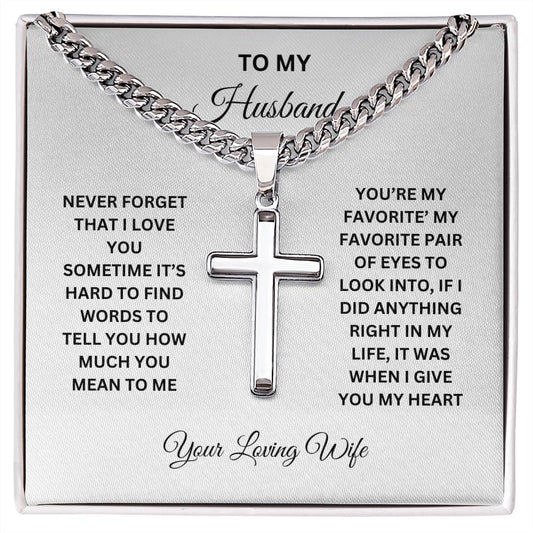 To My Husband Artisan Cross Necklace