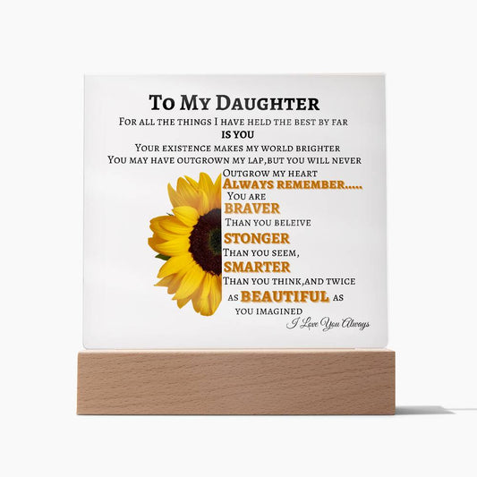 To My Daughter Sun Flower Square Acrylic Plaque